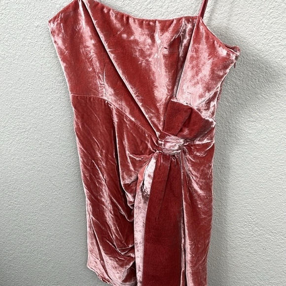 NWT Cinq a Sept Kiki Mini Dress Sash Front Bow Velvet Rosewood Sz 8 - Picture 6 of 14